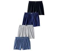 Weiter Boxer LE JOGGER Gr. 7, 4 St., blau (schwarz, marine, grau, meliert, blau, meliert) Herren Unterhosen Boxershorts aus angenehm weicher Baumwoll-Qualität (625549-7)