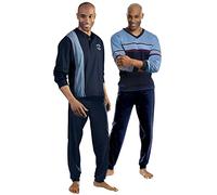 Pyjama LE JOGGER, Herren, Gr. 60/62 (XXL), blau (blau, marine), Jersey, Obermaterial: 100% Baumwolle, Basic, bequem lang, Rundhals, angesetztes Bündchen, Homewear-Sets Pyjama, Schlafanzug für Herren i
