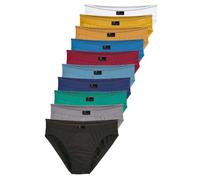Slip LE JOGGER "Herren Unterhose", Herren, Gr. 5M, 10 Stk., bunt (blau, gelb, grün, weiß, schwarz), Jersey, Obermaterial: 100% Baumwolle, unifarben, körpernah, Unterhosen Slip, nur einfarbig oder in b