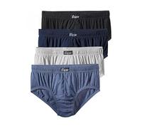 Slip LE JOGGER, Herren, Gr. 7, 4 Stk., blau (schwarz, marine, grau, meliert, blau, meliert), Jersey, Obermaterial: 100% Baumwolle, unifarben, körpernah, Unterhosen Slip, aus angenehm weicher Baumwoll-