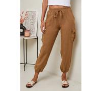 Le Monde du Lin Leinen-Cargohose in Hellbraun - Größe 38/40 | Damenhosen