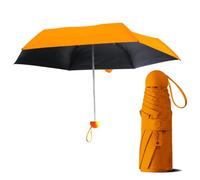 Le Monde du Parapluie - Faltbarer Regenschirm für Damen - mit passender Tasche - runder Griff, Orange, Klassisch