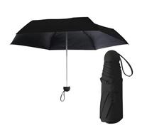 Le Monde du Parapluie - Faltbarer Regenschirm für Damen - mit passender Tasche - runder Griff, Schwarz, Klassisch