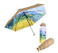 Le Monde du Parapluie Mini Regenschirm für Damen und Herren - Leicht und kompakt - Mit UV-Schutz - Passt in die Handtasche Klein oder den Reise Rucksack - Mit Passender Tasche - Weizenfeld-Gemälde