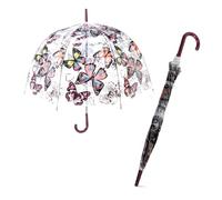 Le Monde du Parapluie Regenschirm Transparent - Glock Regenschirm - Automatische Öffnung - Transparent Sonnenschirm - Winddicht - 8 Fiberglasrippen - Kann für Hochzeit - Braun - Schmetterlingsdesign