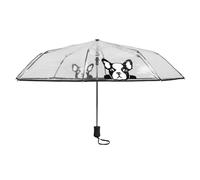 Le Monde du Parapluie Regenschirm Transparent - Mini Regenschirm - Automatische Öffnung -Reisezubehör - Winddicht - 8 Fiberglasrippen - Passt in eine Handtasche Kleine oder Mini Tasche - Hund