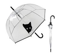 Le Monde du Parapluie - Transparenter Glockenschirm mit automatischer Öffnung, winddicht, 8 Fiberglasrippen, robust, neugierige Katze