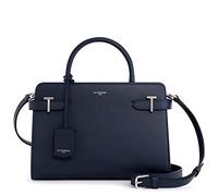 Le Tanneur, Mittelgroße Handtasche Umhängetasche aus genarbtem Leder, Emilie, Damen, 2 flache Taschen, 2 Reißverschlusstaschen, flache Gesäßtasche, verstellbarer und abnehmbarer Schultergurt,