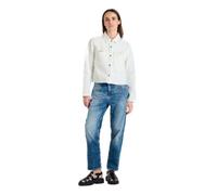 Le Temps des Cerises Damen Jeansjacke weiß Denim kurz goldfarbige Druckknöpfe VES F Manuela, Größe:XL