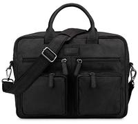 LEABAGS Leder Aktentasche Herren & Damen I Echtleder Laptoptasche bis 15 Zoll I Umhängetasche mit Schultergurt I Schultertasche I Messenger Bag I Arbeitstasche I Lehrertasche I Nature Schwarz