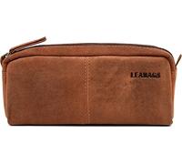 LEABAGS Leder Federmäppchen I Große Echtleder Federmappe I Federtasche für Beruf Uni Schule I Schlampermäppchen I Stiftetui I Stiftmappe I Ledermäppchen I Vintage Rotbraun