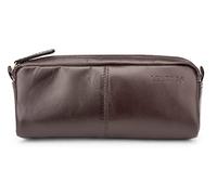 LEABAGS Leder Federmäppchen I Große Echtleder Federmappe I Federtasche für Beruf Uni Schule I Schlampermäppchen I Stiftetui I Stiftmappe I Ledermäppchen I Choco