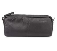 LEABAGS Leder Federmäppchen I Große Echtleder Federmappe I Federtasche für Beruf Uni Schule I Schlampermäppchen I Stiftetui I Stiftmappe I Ledermäppchen I Nappa Schwarz