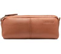 LEABAGS Leder Federmäppchen I Große Echtleder Federmappe I Federtasche für Beruf Uni Schule I Schlampermäppchen I Stiftetui I Stiftmappe I Ledermäppchen I Sand