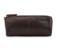 LEABAGS Leder Federmäppchen I Große Echtleder Federmappe I Federtasche für Beruf Uni Schule I Schlampermäppchen I Stiftetui I Stiftmappe I Ledermäppchen I Mocca