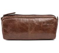 LEABAGS Leder Federmäppchen I Große Echtleder Federmappe I Federtasche für Beruf Uni Schule I Schlampermäppchen I Stiftetui I Stiftmappe I Ledermäppchen I Vintage Cognac