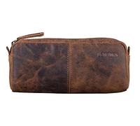 LEABAGS Leder Federmäppchen I Große Echtleder Federmappe I Federtasche für Beruf Uni Schule I Schlampermäppchen I Stiftetui I Stiftmappe I Ledermäppchen I Vintage Dunkelbraun