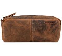 LEABAGS Leder Federmäppchen I Große Echtleder Federmappe I Federtasche für Beruf Uni Schule I Schlampermäppchen I Stiftetui I Stiftmappe I Ledermäppchen I Fox