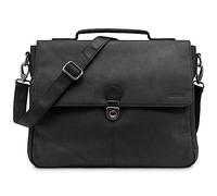 LEABAGS Leder Umhängetasche Herren Aktentasche Vintage Laptoptasche Messenger Bag für 15 Zoll Laptop, Schultertasche mit Schultergurt, Notebooktasche Leder，Arbeitstasche（Nature Schwarz）