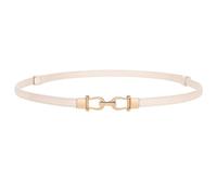 LEACOOLKEY Dünner Ledergürtel für Damen für Kleidung - verstellbarer dünner Taillengürtel mit goldener Schnalle, beige, 105cm(Adatto per vita fino a 94cm)