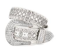 LEACOOLKEY Strass-Gürtel für Männer und Frauen, Bling Western Cowgirl Cowboy Nieten-Ledergürtel, glänzender Taillengürtel für Jeans, Hosen, Kleider