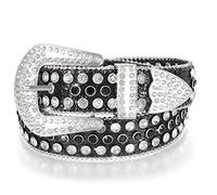 LEACOOLKEY Strass-Gürtel für Männer und Frauen, Bling Western Cowgirl Cowboy Nieten-Ledergürtel, glänzender Taillengürtel für Jeans, Hosen, Kleider