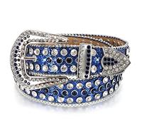 LEACOOLKEY Strass-Gürtel für Männer und Frauen, Bling Western Cowgirl Cowboy Nieten-Ledergürtel, glänzender Taillengürtel für Jeans, Hosen, Kleider