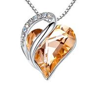 Leafael Infinity-Herz Halskette Damen, Calcit Orange | Calcit-Orange; Kristallschmuck; Infinity-Herz Halskette; Geschenk für Geburtstag, Weihnachten & Muttertag