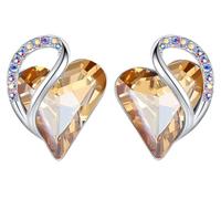 Leafael Infinity Liebe Herz Geburtsstein Ohrringe für Frauen, Kristall-Ohrstecker mit Premium-Kristallen, Allergie-freien Schmuck für Frauen mit Geschenk-Box, Silber-Ton Geburtsstein damenohrringe