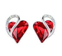 Leafael Infinity Liebe Herz Geburtsstein Ohrringe für Frauen, Kristall-Ohrstecker mit Premium-Kristallen, Allergie-freien Schmuck für Frauen mit Geschenk-Box, Silber-Ton Geburtsstein damenohrringe