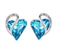 Leafael Infinity Liebe Herz Geburtsstein Ohrringe für Frauen, Kristall-Ohrstecker mit Premium-Kristallen, Allergie-freien Schmuck für Frauen mit Geschenk-Box, Silber-Ton Geburtsstein damenohrringe