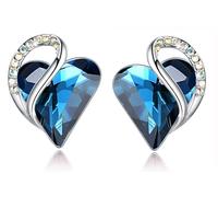 Leafael Infinity Liebe Herz Geburtsstein Ohrringe für Frauen, Kristall-Ohrstecker mit Premium-Kristallen, Allergie-freien Schmuck für Frauen mit Geschenk-Box, Silber-Ton Geburtsstein damenohrringe