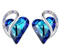 Leafael Infinity Liebe Herz Geburtsstein Ohrringe für Frauen, Kristall-Ohrstecker mit Premium-Kristallen, Allergie-freien Schmuck für Frauen mit Geschenk-Box, Silber-Ton Geburtsstein damenohrringe