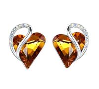 Leafael Infinity Liebe Herz Geburtsstein Ohrringe für Frauen, Kristall-Ohrstecker mit Premium-Kristallen, Allergie-freien Schmuck für Frauen mit Geschenk-Box, Silber-Ton Geburtsstein damenohrringe