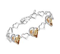 Leafael Muttertag Armband Damen, Infinity Love Herzanhänger Armband mit Geburtsstein, silber, nickelfrei & hautfreundlich, 18+5 cm mit Geschenkbox