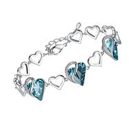 Leafael Muttertag Armband Damen, Infinity Love Herzanhänger Armband mit Geburtsstein, silber, nickelfrei & hautfreundlich, 18+5 cm mit Geschenkbox