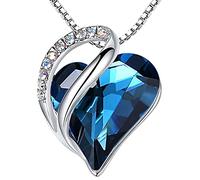Leafael Muttertag Halskette Damen, Infinity Love Herzanhänger mit Geburtsstein-Kristall, rhodiniert, nickelfrei & hautfreundlich, 45+5 cm Kette mit Karabinerverschluss