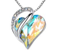 Leafael Muttertag Halskette Damen, Infinity Love Herzanhänger mit Geburtsstein-Kristall, rhodiniert, nickelfrei & hautfreundlich, 45+5 cm Kette mit Karabinerverschluss