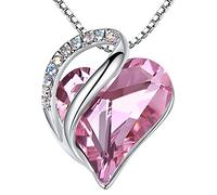 Leafael Muttertag Halskette Damen, Infinity Love Herzanhänger mit Geburtsstein-Kristall, rhodiniert, nickelfrei & hautfreundlich, 45+5 cm Kette mit Karabinerverschluss