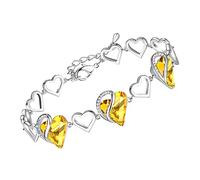 Leafael Muttertag Infinity Liebe Herz Armband Damen Silber-Ton, Geburtsstein Armbänder mit Kristallen, Allergie-freier Schmuck mit Geschenkbox, 7-Zoll-Kette und 2-Zoll-Verlängerung