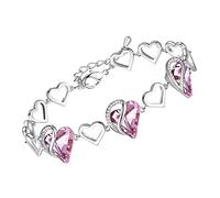 Leafael Muttertag Infinity Liebe Herz Armband Damen Silber-Ton, Geburtsstein Armbänder mit Kristallen, Allergie-freier Schmuck mit Geschenkbox, 7-Zoll-Kette und 2-Zoll-Verlängerung