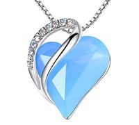 Leafael Valentinstag Halskette Damen, Infinity Love Herzanhänger mit Geburtsstein-Kristall, rhodiniert, nickelfrei & hautfreundlich, 45+5 cm Kette mit Karabinerverschluss