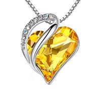 Leafael Valentinstag Halskette Damen, Infinity Love Herzanhänger mit Geburtsstein-Kristall, rhodiniert, nickelfrei & hautfreundlich, 45+5 cm Kette mit Karabinerverschluss