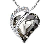 Leafael Valentinstag Halskette Damen, Infinity Love Herzanhänger mit Geburtsstein-Kristall, rhodiniert, nickelfrei & hautfreundlich, 45+5 cm Kette mit Karabinerverschluss