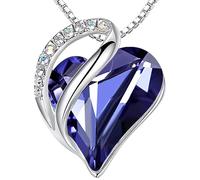 Leafael Valentinstag Halskette Damen, Infinity Love Herzanhänger mit Geburtsstein-Kristall, rhodiniert, nickelfrei & hautfreundlich, 45+5 cm Kette mit Karabinerverschluss