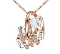 Leafael Wunschstein Halskette Damen, Halsketten für Frauen mit Geburtsstein Kristalle, Schmuck für Frauen mit Geschenk-Box, Allergie-frei Geburtsstein kette damen, Anhänger Silber-Ton oder Rose Gold