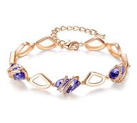 Leafael Wunschstein Kristall Link Charme Armband Damen, Geburtsstein Armbänder mit Heilung Kristalle, Schmuck Damen mit Geschenkbox, Silber-Ton oder Rose Gold plattiert Armbänder für Frauen
