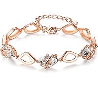 Leafael Wunschstein Kristall Link Charme Armband Damen, Geburtsstein Armbänder mit Heilung Kristalle, Schmuck Damen mit Geschenkbox, Silber-Ton oder Rose Gold plattiert Armbänder für Frauen