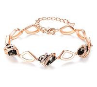 Leafael Wunschstein Kristall Link Charme Armband Damen, Geburtsstein Armbänder mit Heilung Kristalle, Schmuck Damen mit Geschenkbox, Silber-Ton oder Rose Gold plattiert Armbänder für Frauen
