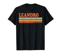 Leandro Retro personalisiert Vorname Vintage Streifen Preisgünstiges Grafik-T-Shirt, Herren, Schwarz, M